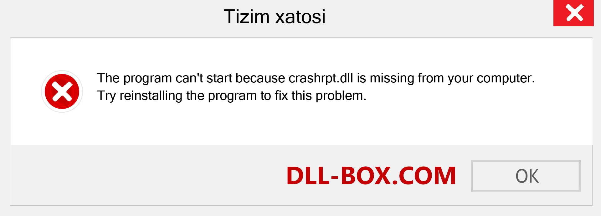 crashrpt.dll fayli yo'qolganmi?. Windows 7, 8, 10 uchun yuklab olish - Windowsda crashrpt dll etishmayotgan xatoni tuzating, rasmlar, rasmlar